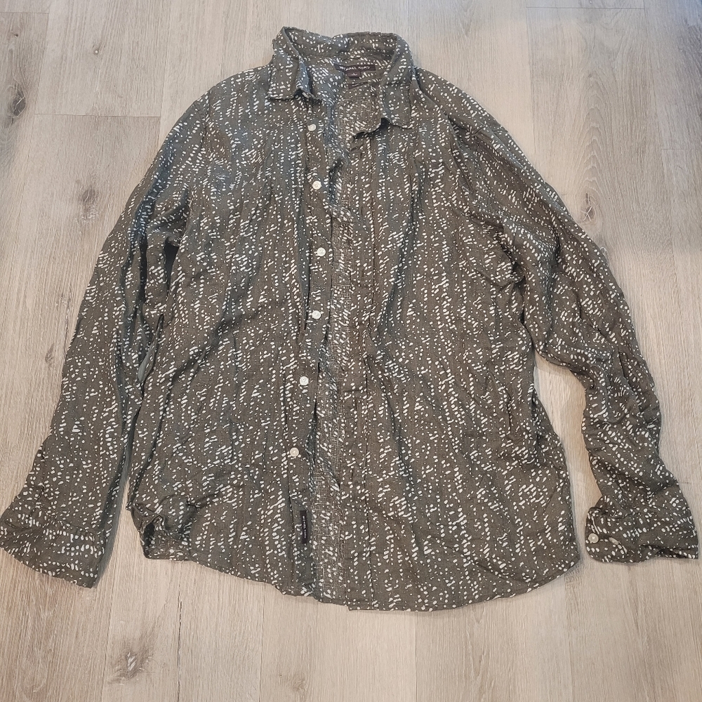 Michael Kors Classic Fit Linen Button Down Shirt Size Large